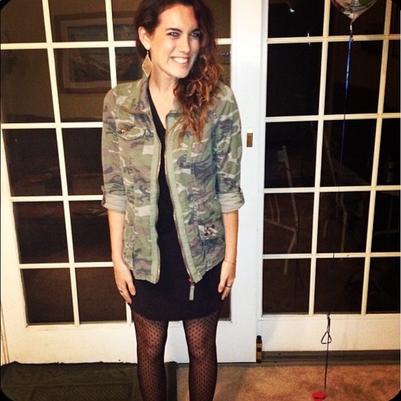 Jackets & Blazers - Camouflage Jacket with Studded Pocket Detail